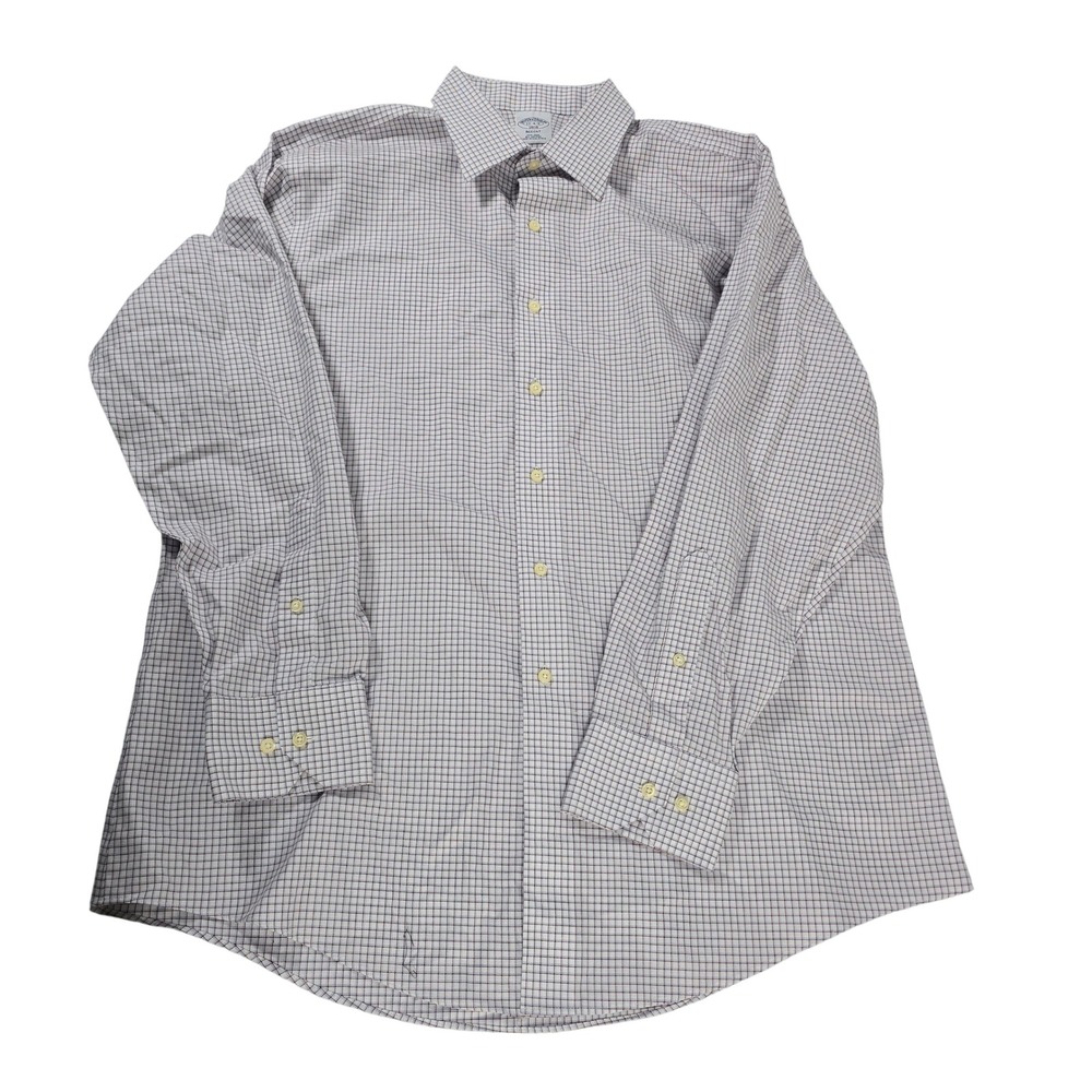 Brooks Brothers Regent Fit Non Iron All Cotton Plaid Dress Shirt Men 17 4/5 XL